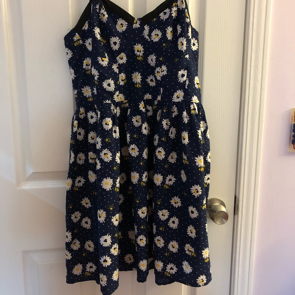 Dark blue sunflower dress